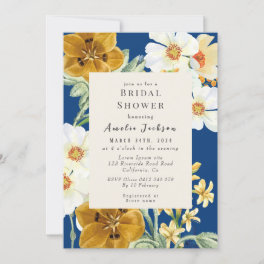 Something blue floral chinoiserie Bridal shower Invitation