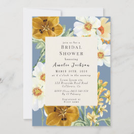 Something blue floral chinoiserie Bridal shower Invitation