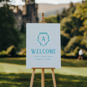 Something Blue Floral Crest Bridal Shower Welcome Foam Board