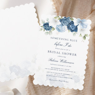 Something Blue Floral Elegant Bridal Shower Invitation