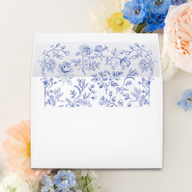 Something Blue Floral Enclosure Card Envelope Liner (Floral Floral Something Blue Envelope Liner)