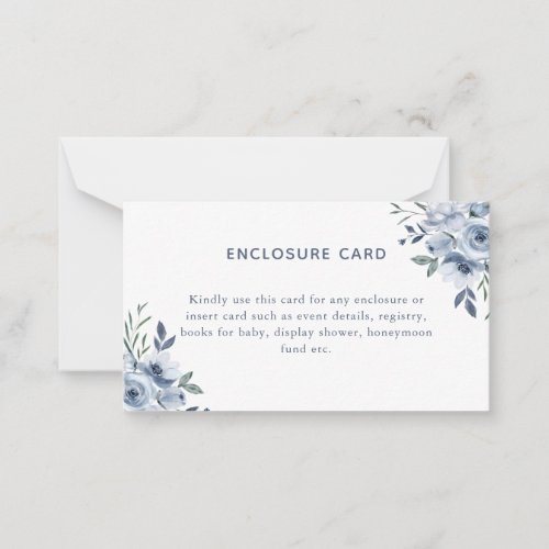 Something Blue Floral Flat Note Enclosure Card
