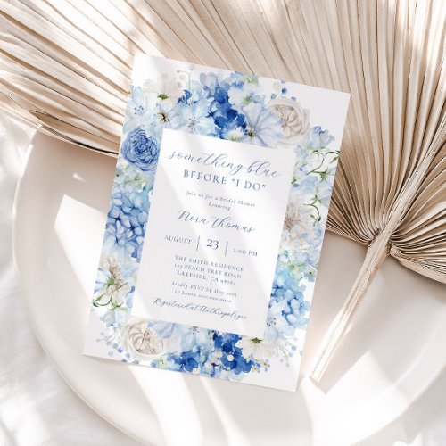Something Blue Floral Frame Bridal Shower Invitation