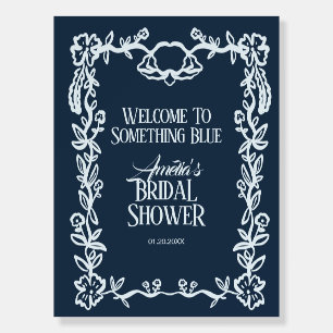 Something Blue Floral Frame Welcome Bridal Shower Foam Board
