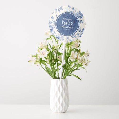 Something Blue Floral French Toile Baby Shower Balloon