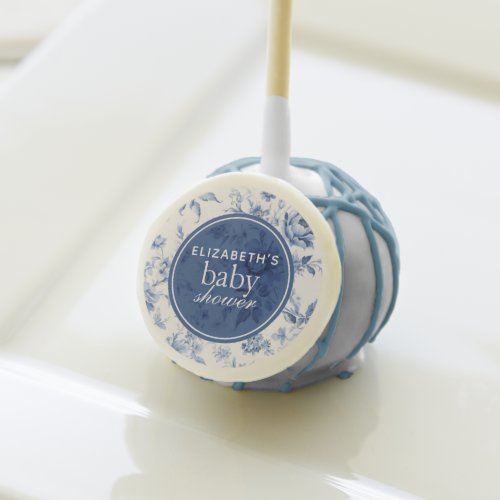 Something Blue Floral French Toile Baby Shower Cake Pops
