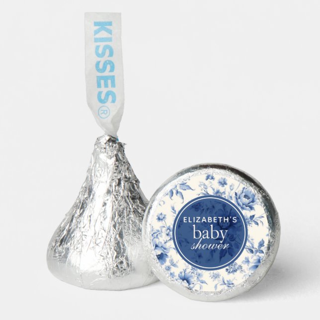 Something Blue Floral French Toile Baby Shower Hershey®'s Kisses® (Front)