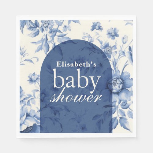 Something Blue Floral French Toile Baby Shower Napkins