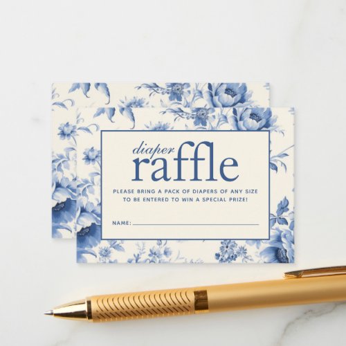Something Blue Floral French Toile Diaper Raffle Enclosure Card