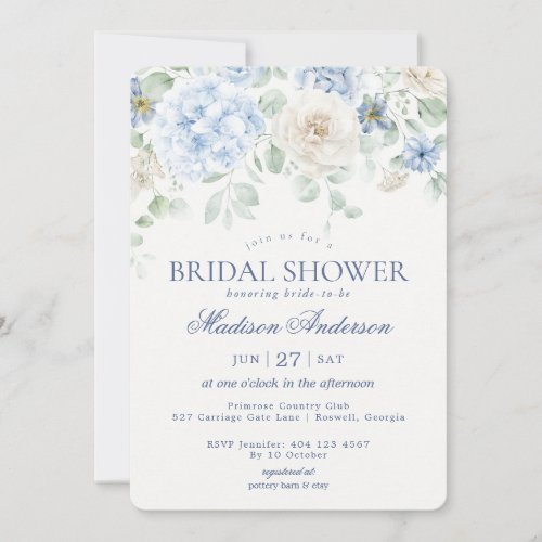 Something Blue Floral Hydrangea Bridal Shower