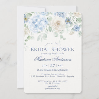 Something Blue Floral Hydrangea Bridal Shower Invitation