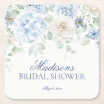 Something Blue Floral Hydrangea Bridal Shower Square Paper Coaster<br><div class="desc">Something Blue before “I Do”. Introducing our Blue Floral Party Decor Collection, where soft blue hydrangeas and neutral florals blend seamlessly to bring a touch of elegance to your event. Each piece in this collection is adorned with delicate blooms, creating a serene and inviting atmosphere for any occasion. Elevate your...</div>