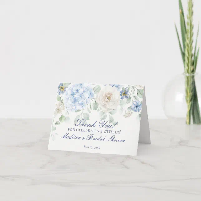 Something Blue Floral Hydrangea Thank You Card | Zazzle