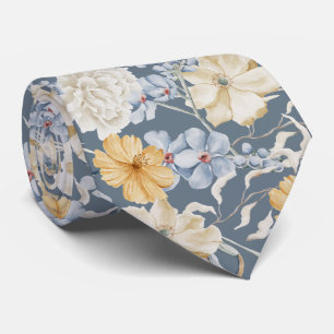 SOMETHING BLUE FLORAL PATTERN Wedding Neck Tie