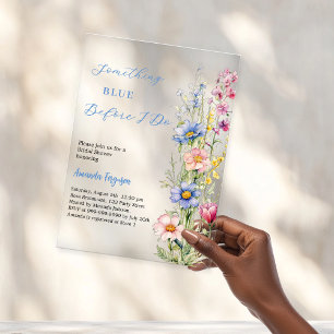 Something blue floral pink clear Bridal Shower Acrylic Invitations