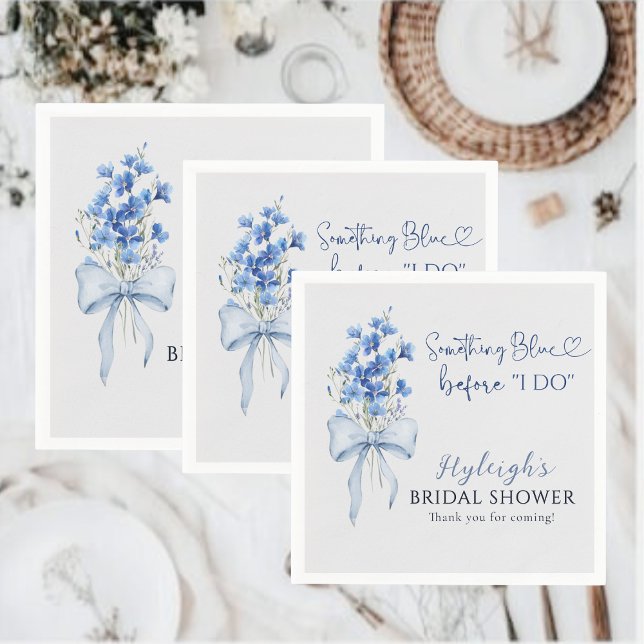 Something Blue Floral Ribbon Bridal Shower        Napkins (Creator Uploaded)