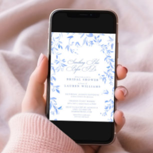 Something Blue Floral Script Bridal Shower Invitation