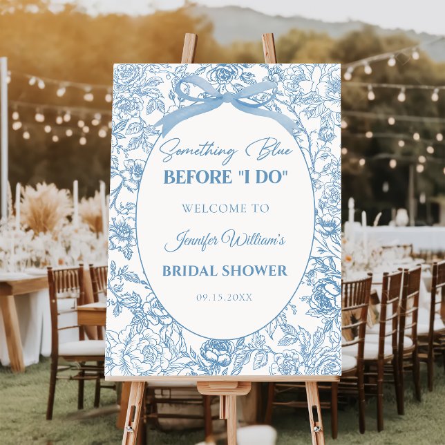 Something Blue Floral Toile Bridal Shower Welcome Foam Board (Creator Uploaded)