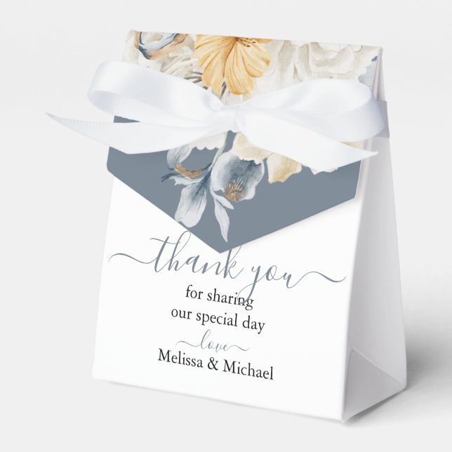SOMETHING BLUE - FLORAL Wedding  Favor Boxes (Front Side)