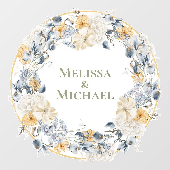 SOMETHING BLUE FLORAL Wedding Floor  Decals (Front)