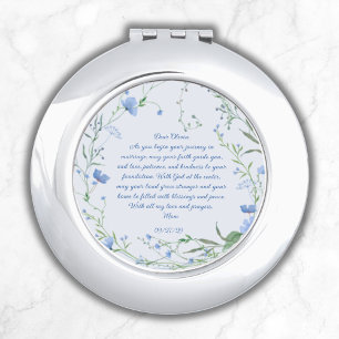 Something Blue for Bride Gift  Floral Wreath Compact Mirror
