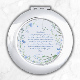 Something Blue for Bride Gift  Floral Wreath Compact Mirror