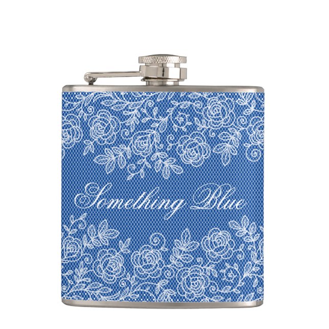 Something Blue for the Bride Personalize Flask (Front)