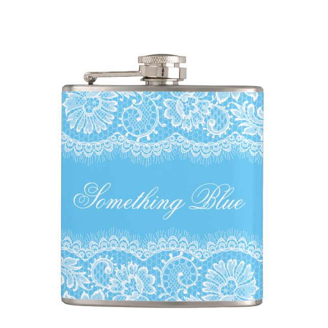 Something Blue for the Bride Personalize Flask (Front)