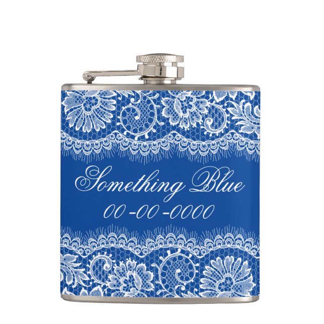 Something Blue for the Bride Personalize Flask (Front)