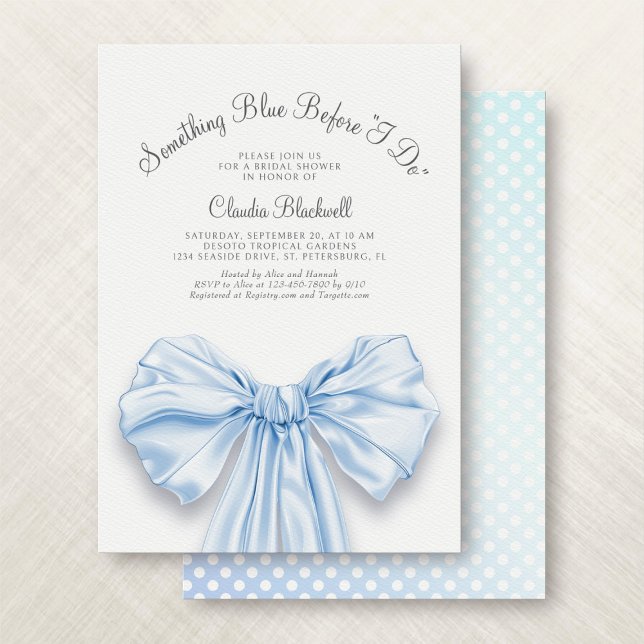 Something Blue French Bow Coquette Bridal Shower Invitation (Creator Uploaded)