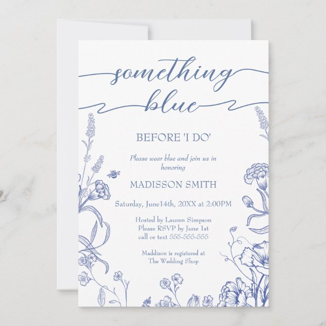 Something Blue French Bridal Shower invitation (Front)