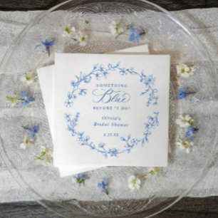 Something Blue French Toile Wreath Bridal Shower Napkins