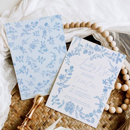 Something blue french vintage floral bridal shower invitation