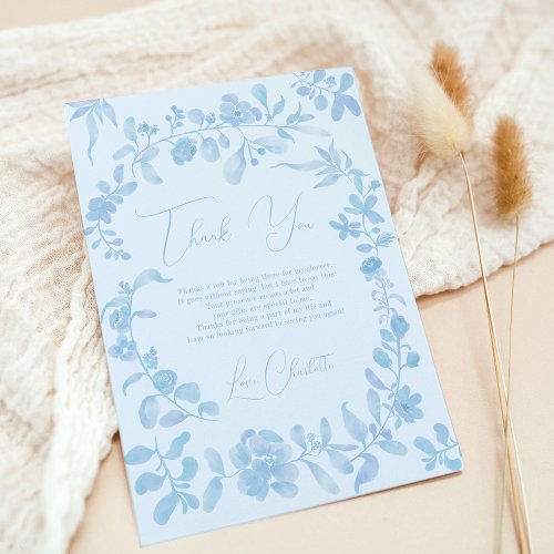 Something blue french vintage floral bridal shower thank you card