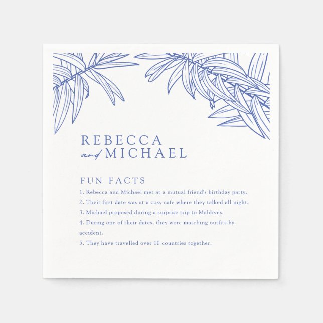 Something Blue Fun Facts Simple Botanical  Napkins (Front)