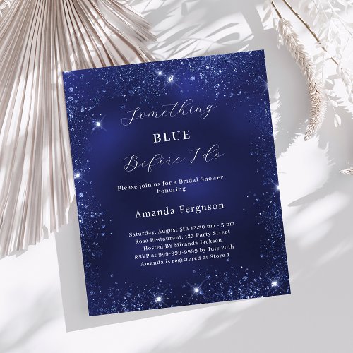 Something blue glitter Bridal Shower invitation