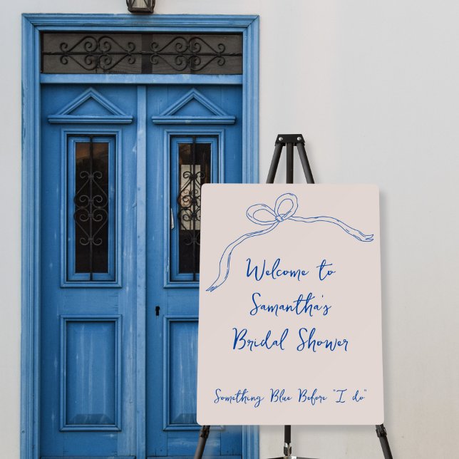 Something Blue Hand Drawn Bridal Shower Welcome Foam Board (Something Blue Hand Drawn Bridal Shower Welcome Sign)