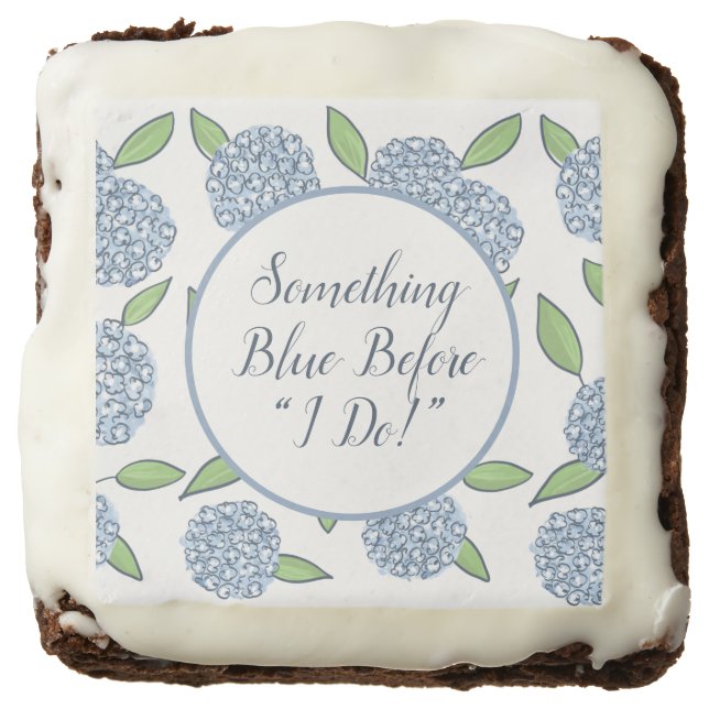 Something Blue Happy Hydrangeas Bridal Shower Brownie (Front)