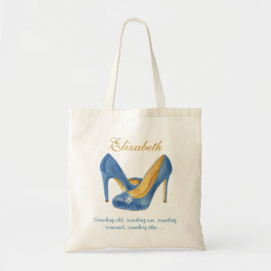 Something Blue Heels Personalized Bridesmaid Tote Bag