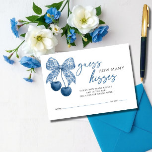 Something Blue How Many Kisses Bridal Shower Game Enclosure Card