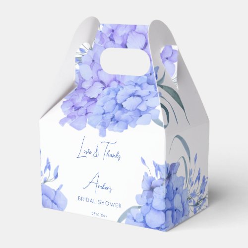 Something blue hydrangea bridal shower floral favor boxes