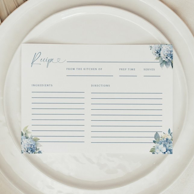 Something Blue Hydrangea Bridal Shower Recipe Card (Creator Uploaded)