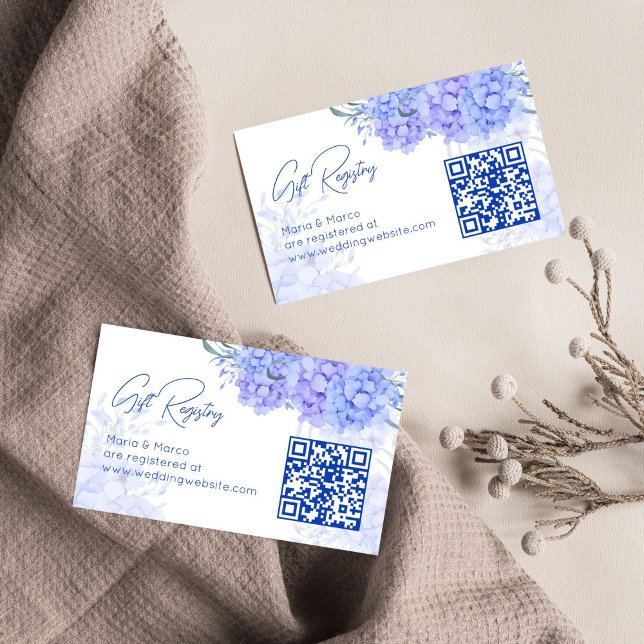 Something blue hydrangea bridal shower recipe enclosure card (Something blue hydrangea bridal shower recipe request enclosure card)