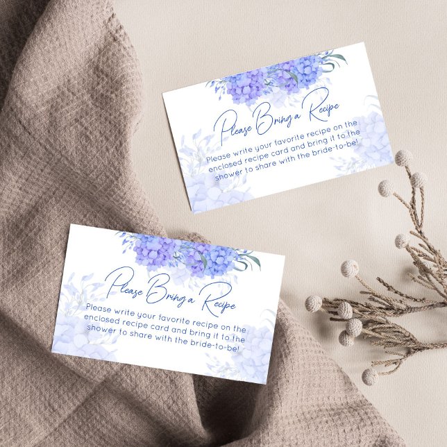Something blue hydrangea bridal shower recipe enclosure card (Something blue hydrangea bridal shower recipe enclosure card)