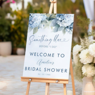 Something Blue Hydrangea Bridal Shower Sign