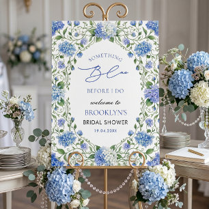 Something Blue Hydrangea Bridal Shower Welcome  Foam Board