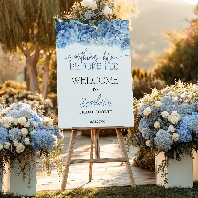 Something Blue Hydrangea Bridal Shower Welcome Foam Board (Something Blue Hydrangea Bridal Shower Welcome Foam Board)