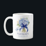 Something Blue Hydrangea Custom Bridal Shower Coffee Mug<br><div class="desc">Make your bridal shower truly special with the Something Blue Hydrangea Custom Bridal Shower Coffee Mug, a perfect blend of practicality and elegance. Designed with a charming wildflower theme, these personalized coffee mugs are an ideal addition to your bridal shower coffee bar. Each mug features delicate hydrangea blossoms in a...</div>