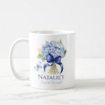 Something Blue Hydrangea Custom Bridal Shower Coffee Mug<br><div class="desc">Make your bridal shower truly special with the Something Blue Hydrangea Custom Bridal Shower Coffee Mug, a perfect blend of practicality and elegance. Designed with a charming wildflower theme, these personalized coffee mugs are an ideal addition to your bridal shower coffee bar. Each mug features delicate hydrangea blossoms in a...</div>