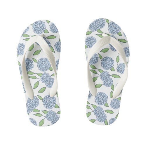 Something Blue Hydrangea Flower Girl Kids Flip Flops